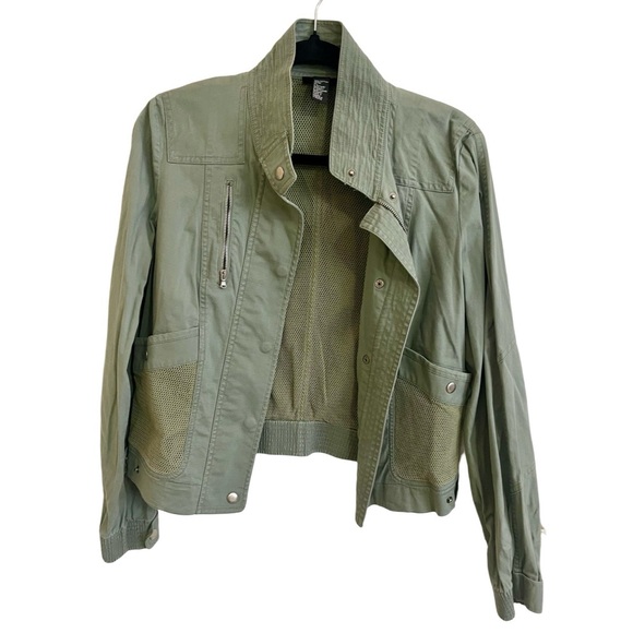 Vintage DKNY Military Greenish-Grey Mesh Back Jacket – Size 8 - Picture 1 of 9